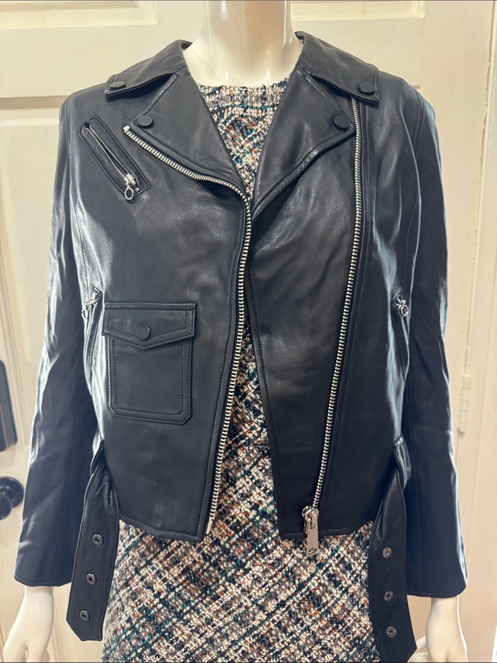 Tory Burch Classic Black Leather Moto Jacket - Women Size 4